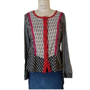 Artsy patchwork button cardigan